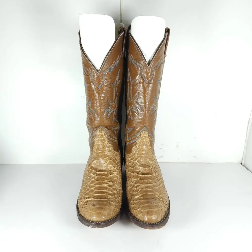 Tony Lama Women’s US 8,5D Brown Python Snake Skin Exotic Western Cowgirl Boots